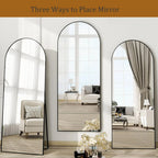 Arched Full Length Mirror, 71"x26" Large Floor Standing Body Mirror with Stand, Gold