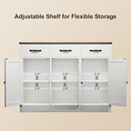 Coffee Bar Cabinet,Lofka Kitchen Storage Cabinet with 3 Drawers for Kitchen, Dining Room, Retro and White