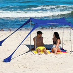 SUN NINJA 10x10.5 FT Pop-Up Beach Tent with Sand Shovel, Pegs & Stability Poles �C Navy Blue Sun Shelter for Beach, Camping & Outdoor Activities