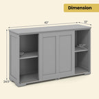 Costway Kitchen Storage Cabinet Sideboard Buffet Cupboard Wood Sliding Door Pantry White