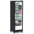 Garvee Commercial Refrigerator,12.4 Cu.ft Display Fridge Merchandiser Upright Beverage Cooler,Single Glass Door Fridge with Adjustable Shelves & LED Lighting,Black