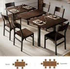 iPormis 63" Extendable Dining Table for 4-8, Square Wooden Dining Room Table with Metal Base, Modern Extendable Table for  Small Kitchens, Dining Office Areas, Black