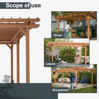 12 x 10 FT Outdoor Pergola, Wooden Pergola Gazebo with Climbing Plant Support and Waterproof, for Patio Porch Garden Backyard, Brown