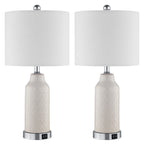 Cinkeda Table Lamp Set of 2 for Living Room Bedroom with USB Ports AC Outlet 3 Way Dimmable Touch Nightlight Farmhouse White Floral Nightstand Bedside Lamps