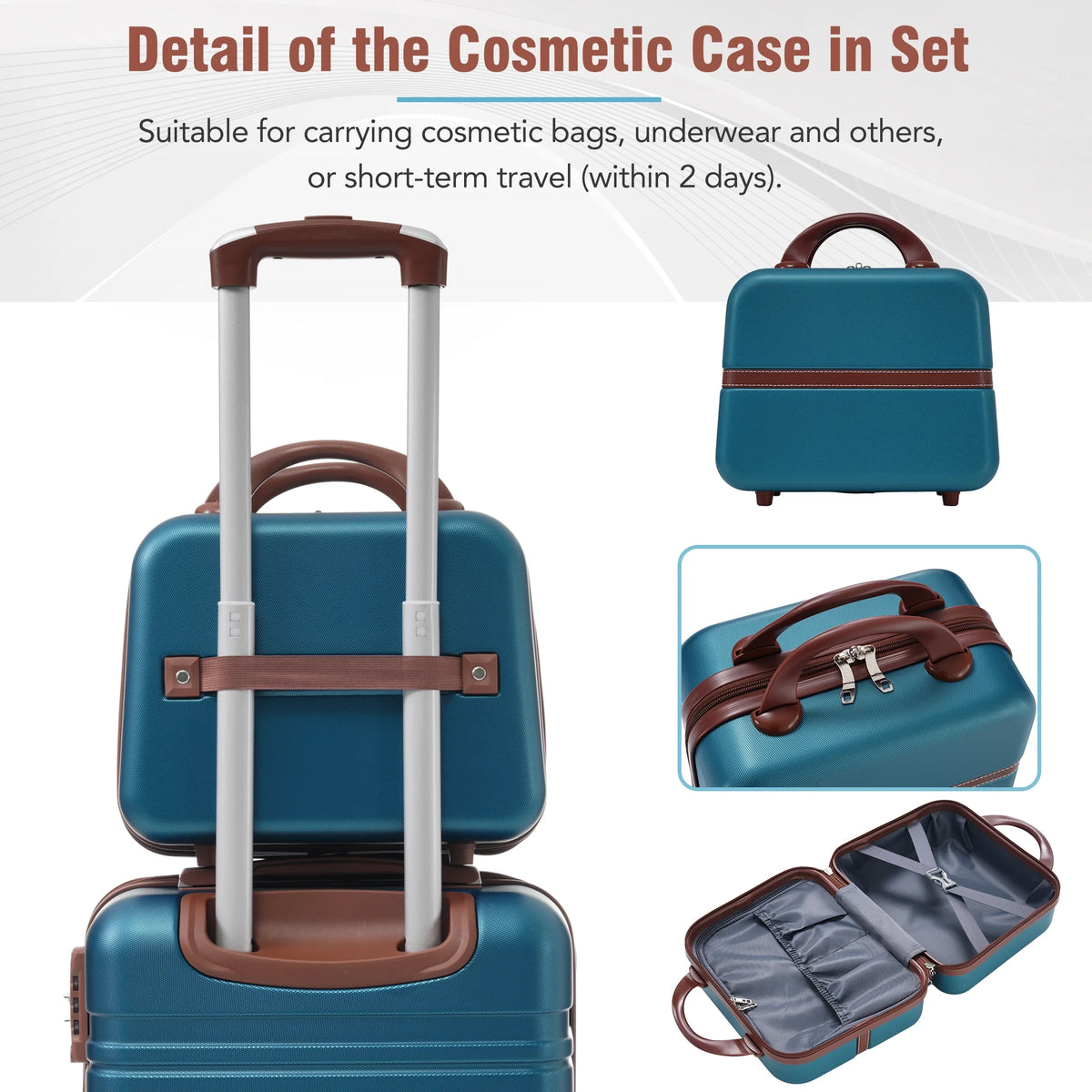 DUOSONG Hardshell Luggage Sets 4 Pieces 20"+24"+28" Luggages And Cosmetic Case Spinner Suitcase With Tsa Lock Lightweight White ABS Travel Luggage Hard Case