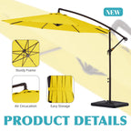 JUSTLET 10ft Heavy Duty Patio Hanging Offset Cantilever Patio Umbrella W/ 4-Piece Base Included Included, Beige