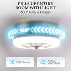 CannonX 14�� Low Profile Ceiling Fans with Lights and Remote, Modern Fandelier Ceiling Fan with Light, 6 Speeds, 3 Lighting Modes 3500K-5500K, Flush Mount for Bedroom, LED 2200 Lumens