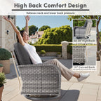 Ovios 5 Pieces Outdoor Patio Furniture Set High Back All Weather Wicker Conversation Set with Swivel Chairs & Coffee Table, Dark Gray