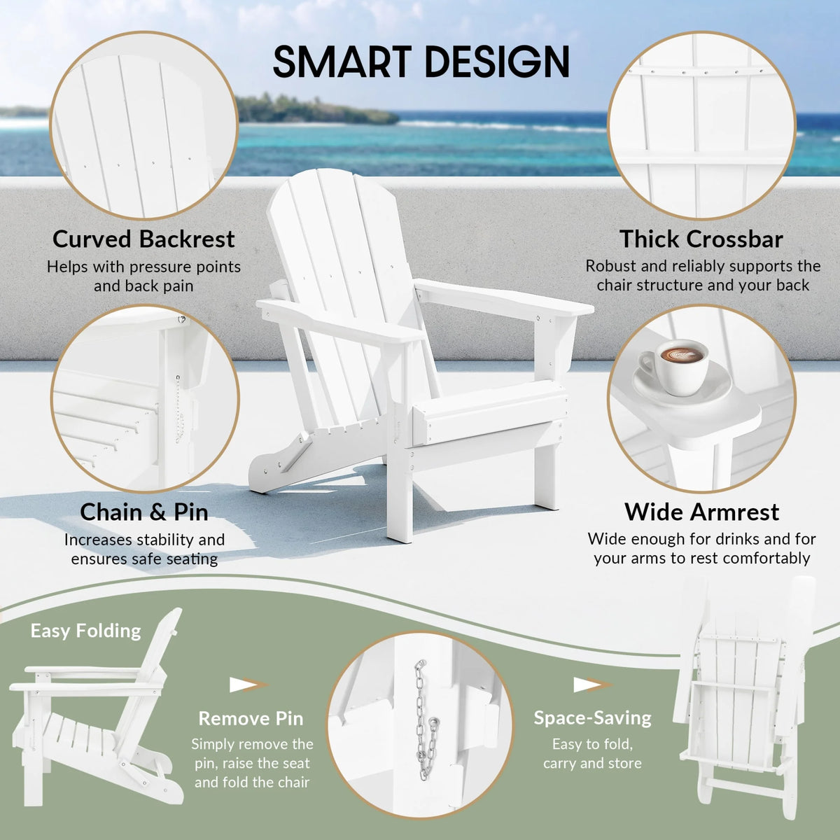 Westintrends Outdoor Folding HDPE Adirondack Chair, Patio Seat, Weather Resistant, Dark Brown