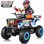 ATV for Kids, 36 Volt Ride on Toys, 500w Motor Quad Bike for Big Kids, Power Car Wheel with Metal Frame, Speed Control, Suspension, Black