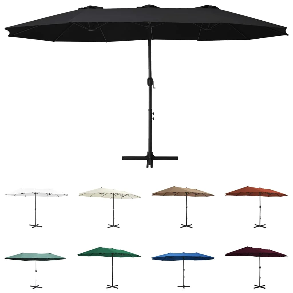 vidaXL Garden Parasol Blue Polyester fabric, Aluminum pole and ribs Large