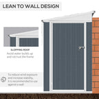 Outsunny 4' x 7.6' Storage Shed, Galvanized, Locking, Gray