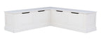 Linon Romero Backless Corner Nook with Storage, 5-Piece Cushion Set, Natural/White/Beige