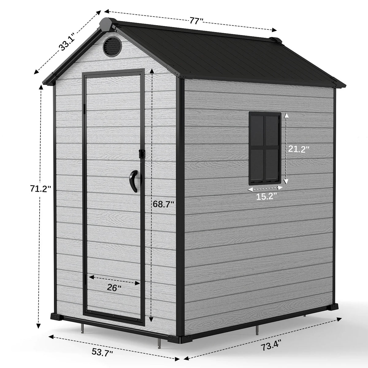 ZYJOYY 4'x 6' Resin Outdoor Garden Tool Storage Shed w/ Window, Grey