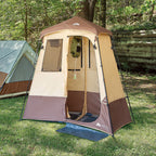 Ozark Trail 2-Room Shower & Utility Tent Combo Includes 5-Gallon Water Container, Easy Setup, Maximum Occupancy Is 2. Khaki Colour.