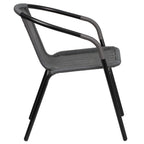 Emma + Oliver Indoor/Outdoor Stacking Rattan Restaurant Patio Chairs, Set of 2, Gray
