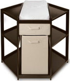 Badger Basket Diaper Corner Baby Changing Table with Hamper and Basket. Espresso