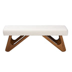 Baxton Studio Rika Japandi Cream Boucle Fabric and Walnut Brown Finished Wood Bench