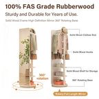 Full-Length Mirror on Rubber Wood Frame 65.7 x 17.7 Inches Ideal for Dressing Rooms and Living Spaces for Versatile Use