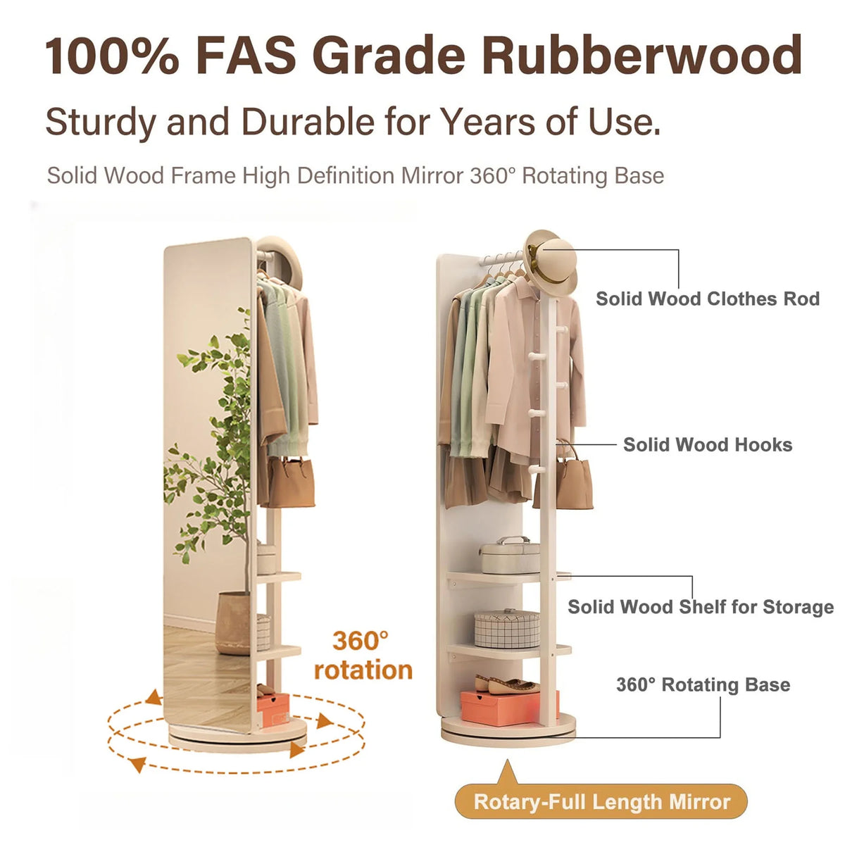 Full-Length Mirror on Rubber Wood Frame 65.7 x 17.7 Inches Ideal for Dressing Rooms and Living Spaces for Versatile Use