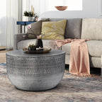 Johnsen 29.5 inch Wide Boho Metal Coffee Table in Antique Copper Iron, Assembled