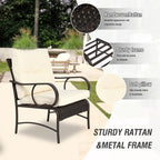 Villeston 3 Piece Outdoor Wicker Conversation Patio Set, with 2 Chairs, Table for Porch Garden,Blue