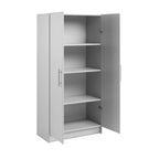 Prepac Adjustable Shelves Cabinet - Functional Tall Garage Table, 16"D x 32"W x 65"H Freestanding Garage Cabinet with 2-Doors, Light Gray - GES-3264