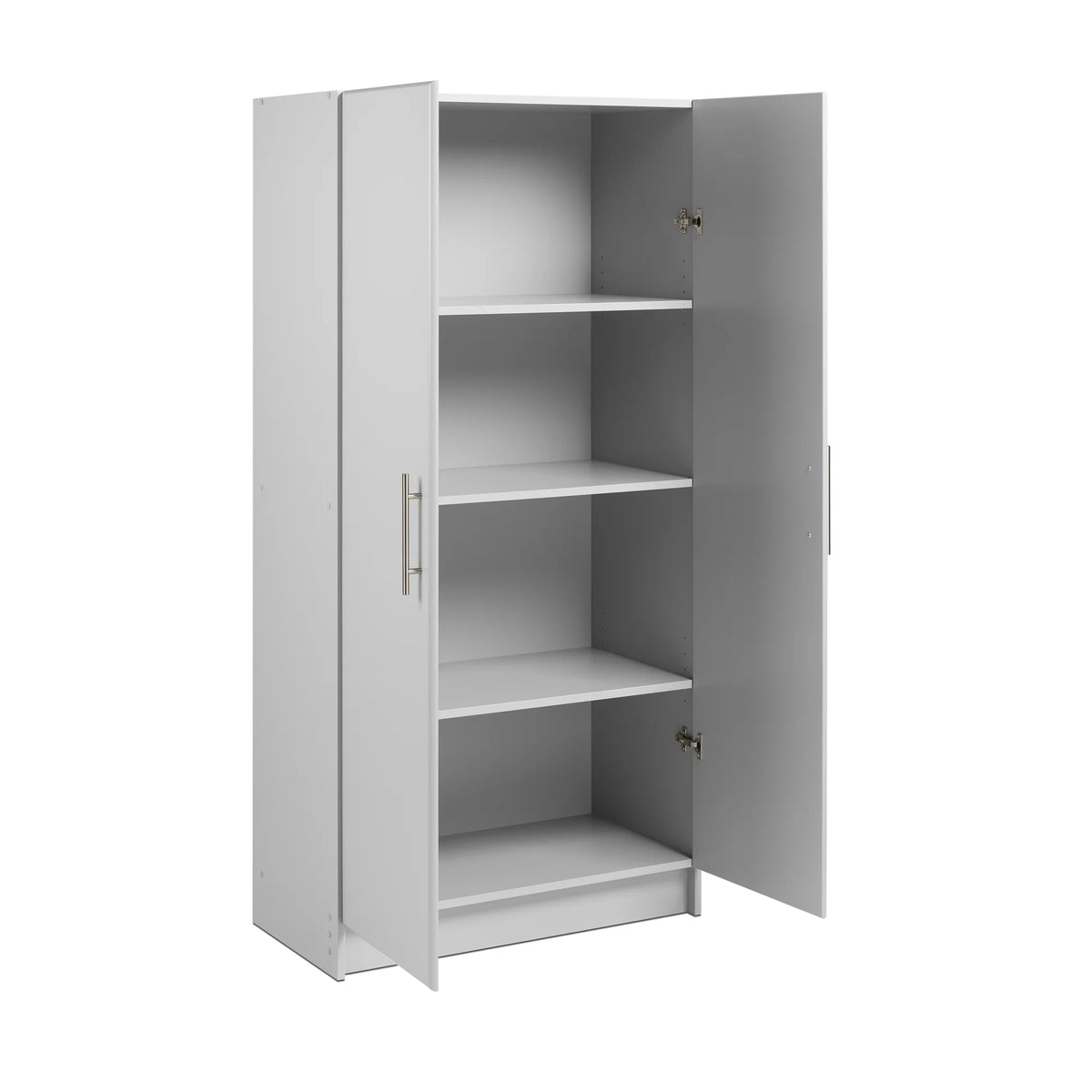 Prepac Adjustable Shelves Cabinet - Functional Tall Garage Table, 16"D x 32"W x 65"H Freestanding Garage Cabinet with 2-Doors, Light Gray - GES-3264