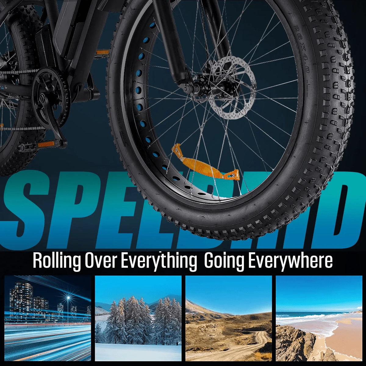 Funcid Electric Bike, 26" 4.0 Fat Tire Electric Bike for Adults 500W Adult Electric Bicycles Electric Mountain Bike w/ 48V 10.4Ah Battery and Lockable Suspension Fork Ebike for Mountain Beach Snow