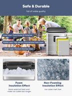FOHERE Ice Maker Countertop 2 Sizes, 28lbs in 24h, 9 Bullet Ice in 6M, Selfclean, Stainless Steel