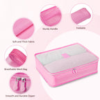9 Piece Luggage Sets, Hard 20 24 28 inch Luggage with 6 Pieces Organize Bags Travel Suitcases Sets with Wheels, Rose
