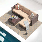 Patiorama 5-Piece Patio Furniture Set, Outdoor Sectional Conversation Set, All-Weather Grey PE Wicker with Light Grey Cushions, Backyard Porch Garden