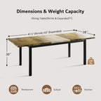 iPormis 63" Extendable Dining Table for 4-8, Square Wooden Dining Room Table with Metal Base, Modern Extendable Table for  Small Kitchens, Dining Office Areas, Black