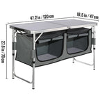 BENTISM Camping Kitchen Table Folding Portable Cook Station 3 Adjustable Heights