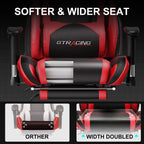 GTRACING Gaming Chair, Ergonomic Office Desk Chair with Lumbar Support, PU Leather, Footrest & Adjustable Headrest, Red