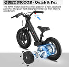 Hiboy BK1 Electric Bike for Kids Ages 3-5 Years, 24V 100W Electric Balance Bike 12 inch Inflatable Tire Adjustable Seat, Electric Bicycle Gift for Kids