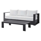 Lounge Sofa Table Set, Grey Gray, Aluminum, Metal, Fabric, Modern Contemporary, Outdoor Patio Balcony Cafe Bistro Garden Furniture Hotel Hospitality