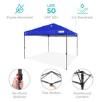 Best Choice Products 12x12ft Easy Setup Pop Up Canopy w/ 1-Button Setup, Wheeled Case, 4 Weight Bags - Navy Blue