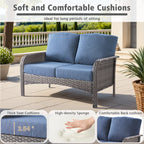 Ovios 5 Pieces Outdoor Patio Furniture Set High Back All Weather Wicker Conversation Set with Swivel Chairs & Coffee Table, Dark Gray