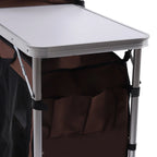 Camping Table with Storage Organizer and Windscreen Portable Outdoor Cooking Table Foldable Camp Table Camping Kitchen Station with 2 Side Tables for BBQ Grill Picnics