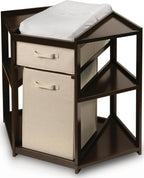 Badger Basket Diaper Corner Baby Changing Table with Hamper and Basket. Espresso