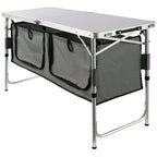 BENTISM Camping Kitchen Table Folding Portable Cook Station 3 Adjustable Heights