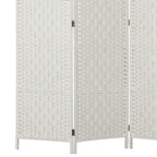 HOMCOM Room Divider, 3 Panel Folding Privacy Screen, 6FT Tall Portable Wicker Weave Partition Wall Divider for Bedroom, Home Office, White