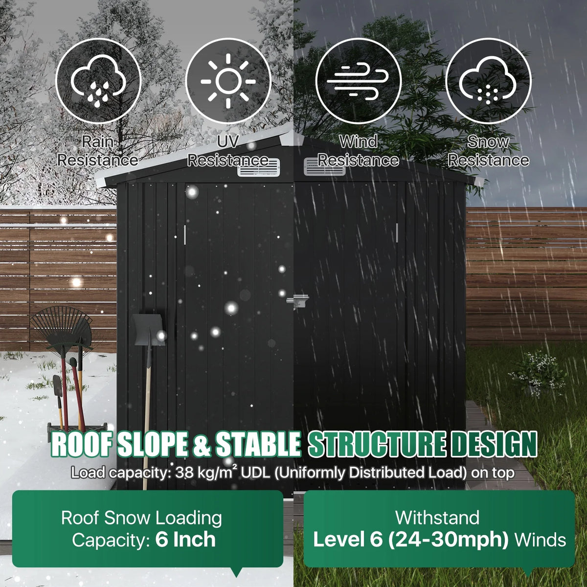 Clouddwell 6 ft. x 4 ft. Outdoor Storage Shed, Metal Garden Shed with Lockable Doors & Sloped Roof for Backyard, Patio, Poolside