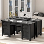 FIAKOA 45"Executive Desk, Modern Farmhouse Computer Desk with Drawers & Cabinet, White Home Office Desk Writing Workspace for Work Study