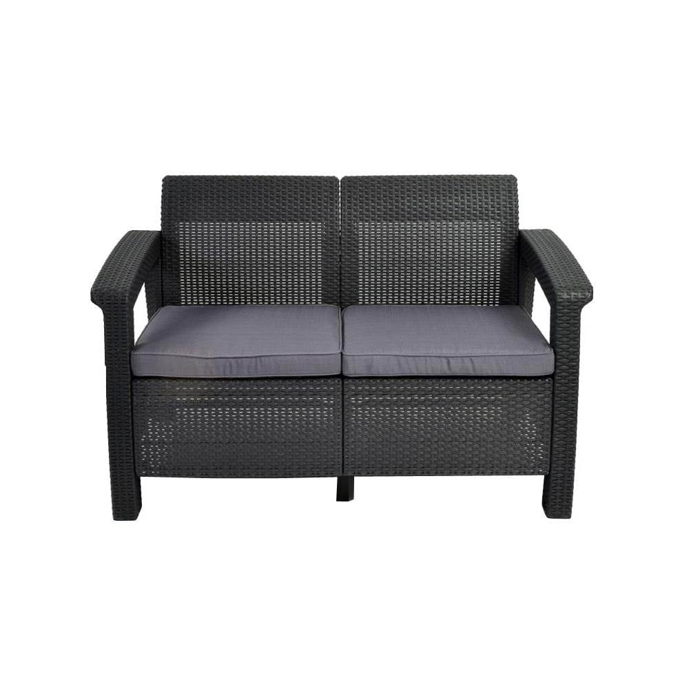 Keter Corfu All Weather Resin 4 Piece Patio Conversation Set, Graphite