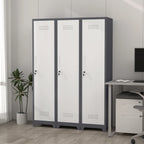 Marcree 65" H Slim Broom Storage Cabinet, Metal Broom Closet with Shelves and Hanging Rod, Utility Cabinet for Brooms and Mops, Tall Cleaning Storage Cabinet for Kitchen, Pantry, Office, Shop, Garage