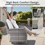 Ovios 5 Pieces Outdoor Patio Furniture Set High Back All Weather Wicker Conversation Set with Swivel Chairs & Coffee Table, Dark Gray