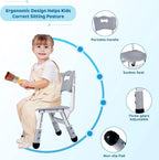 LAZY BUDDY Kids Table and 4 Chairs Set, Height Adjustable Toddler Desk with Graffiti Desktop, Kids Activity Table Set for Daycare, Home