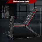 GIKPAL 7 Positions Adjustable Weight Bench,With Extended Headrest and Leg Extension,Foldable Workout Olympic Weight Bench Press for Full Body Strength Training,Maximum Weight 770 Lbs.
